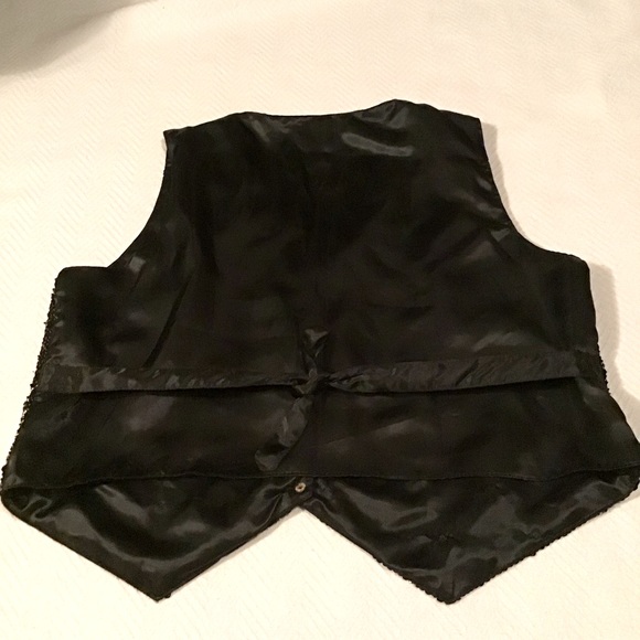 Sequin Vest musical performance stage wear full glitter music beads black silver - Picture 5 of 16